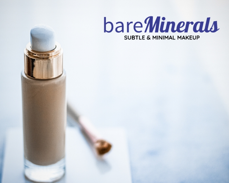bareminerals brand with foundation and a small make up brush on the side as seen on the picture