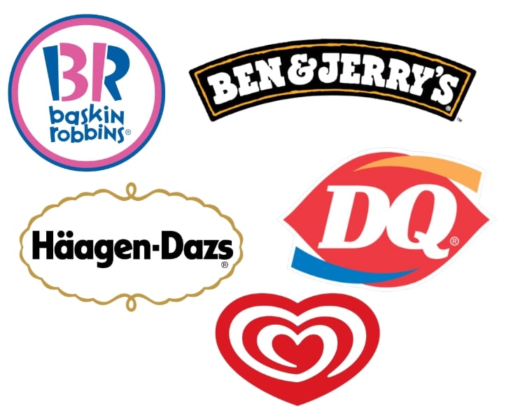 compilation of popular ice cream brand logo