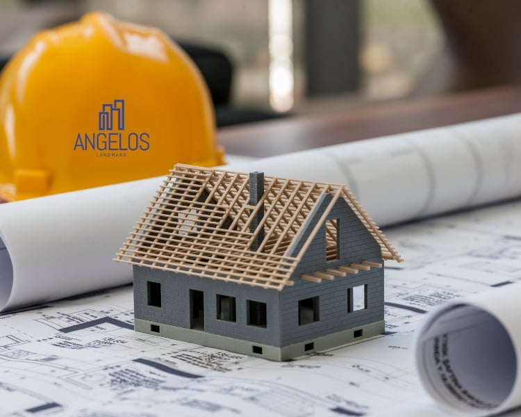 construction and engineering materials and house model in a table