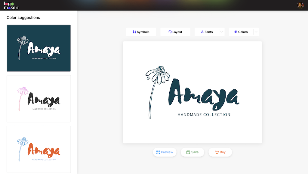 logo editor of a handmade craftwork collection logo Amaya on logomakerr.ai