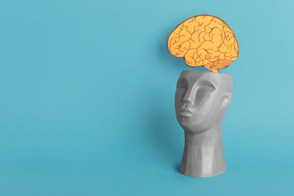 human sculpture and brain