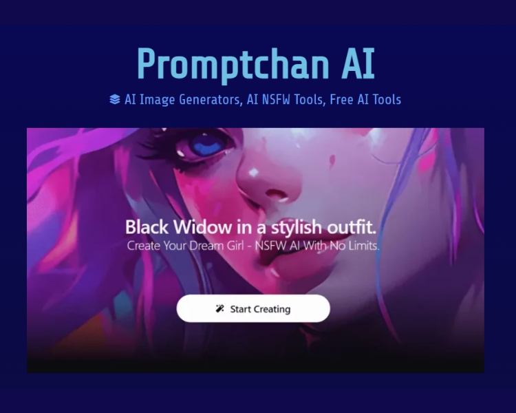 screenshot of the home page of the AI image generator tool called promptchan AI
