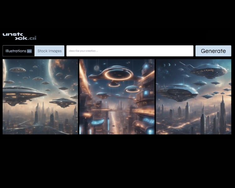 screenshot of unstock.ai create page as one example of an ai image generators