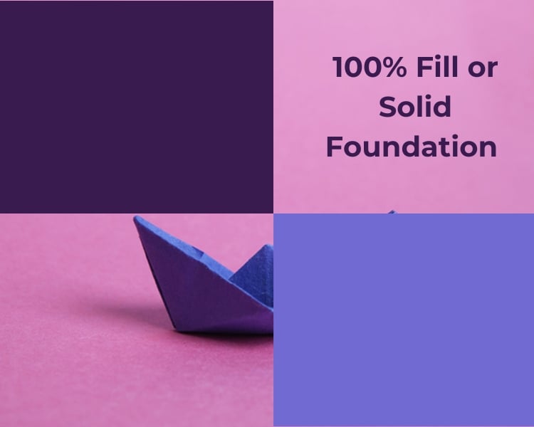 Sample illustration of how 100% fill or solid foundation would look like by adding 2 square space in front of the pink background with boat plane in it