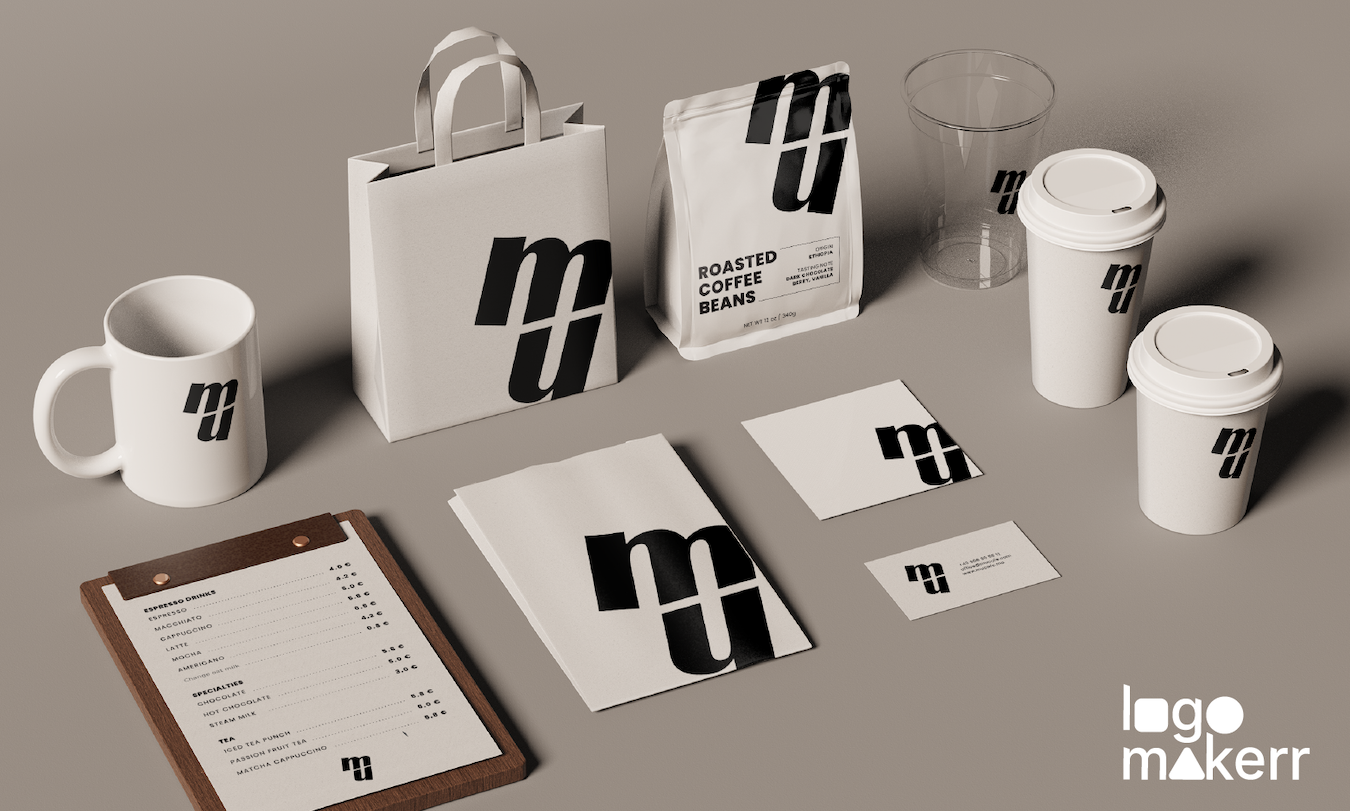 branding kit of business cards, goodie bag, glass etc of a same brand