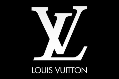 Fashion Logo of Louis Vuitton, black and white, recent logo