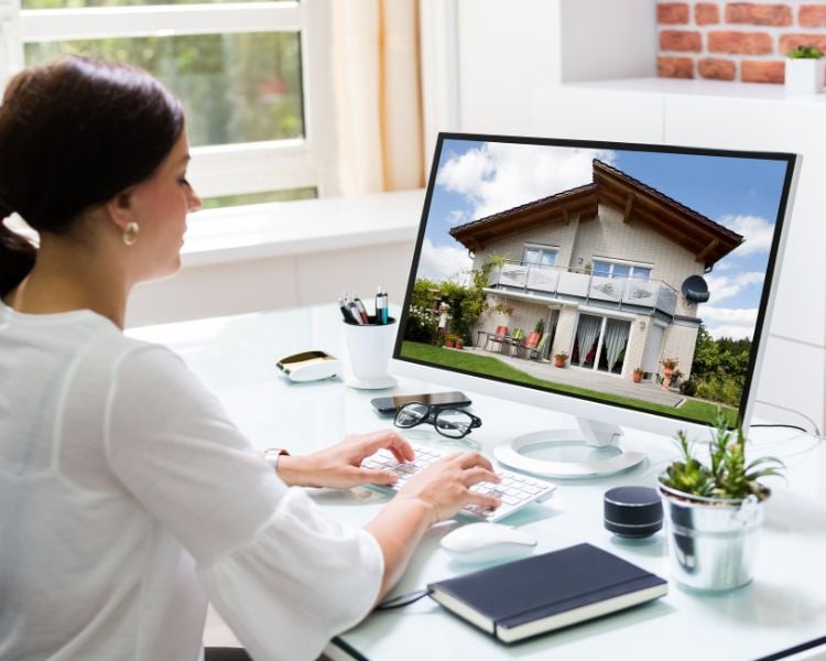 Real estate business in house and computer