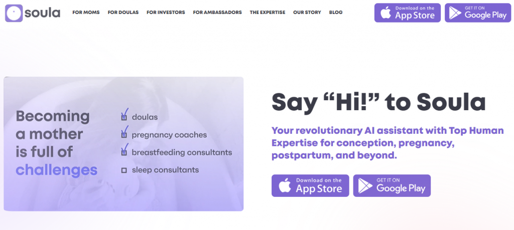 AI Productivity Tools named Soula in landing page - shades of purple