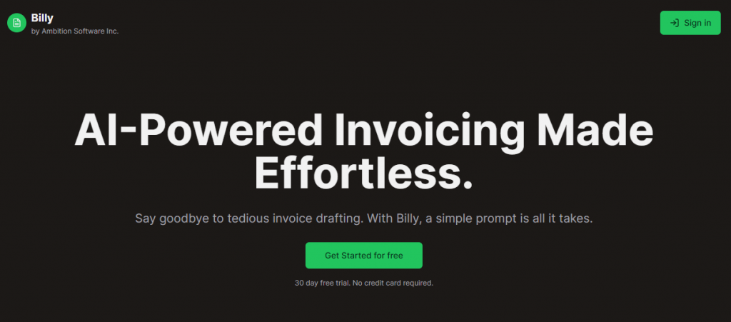 AI Productivity Tools named Billy for finance and invoice