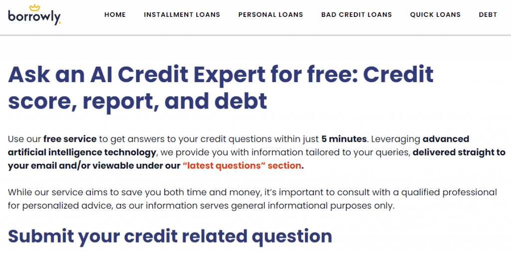 AI Productivity Tools named Borrowly for AI credit expert free