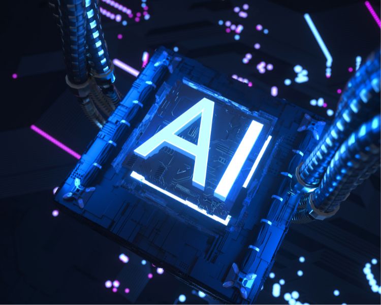 artificial intelligence abbreviation (AI) in neon