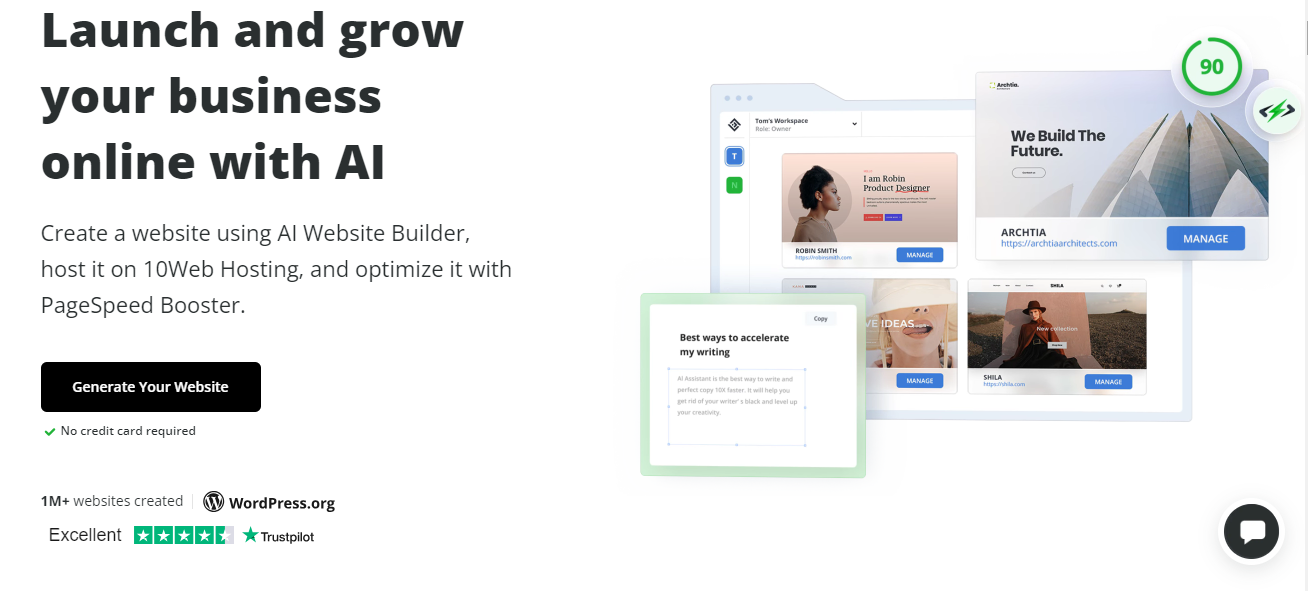 create one page website with ai