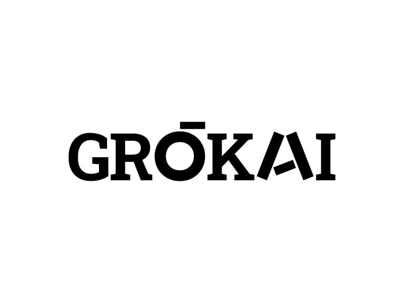 Grok AI logo design by Logomakerr.ai - black and white color paletter