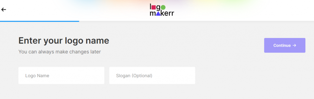 screenshot of logomakerr.ai page to generate logos