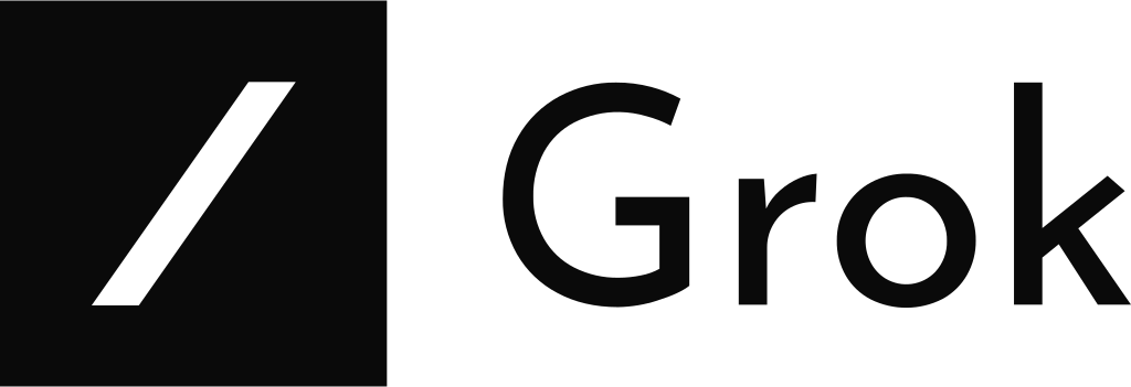 Grok logo with black and white palette and brand name and symbol