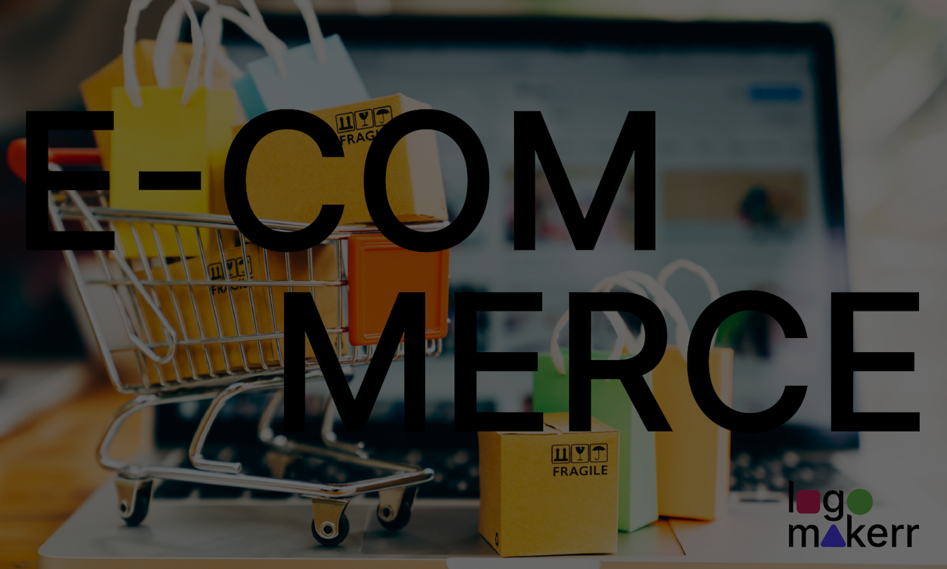 e-commerce word on a virtual shopping cart