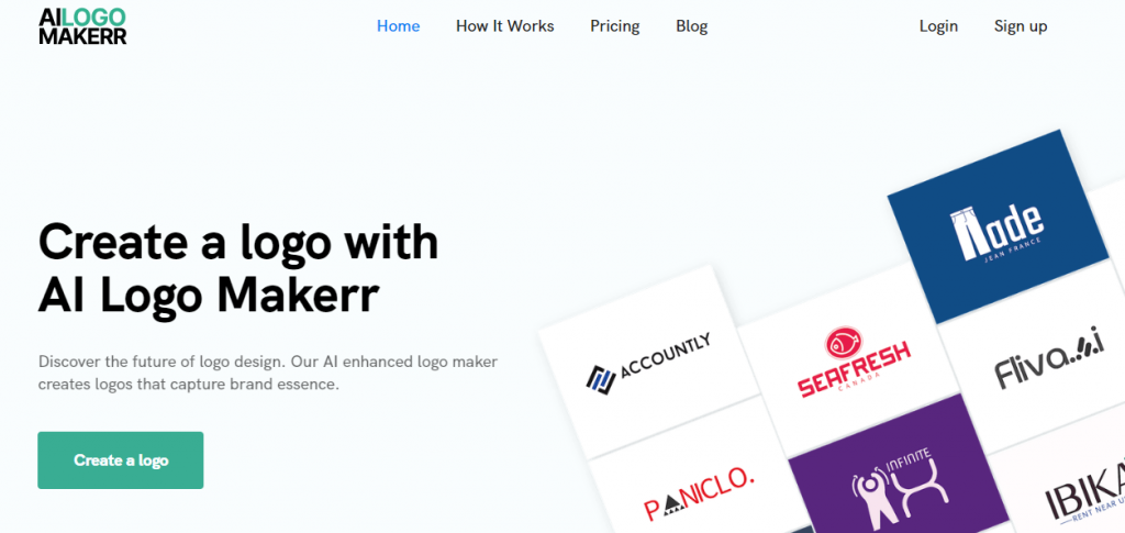 landing page of AI Logo Makerr