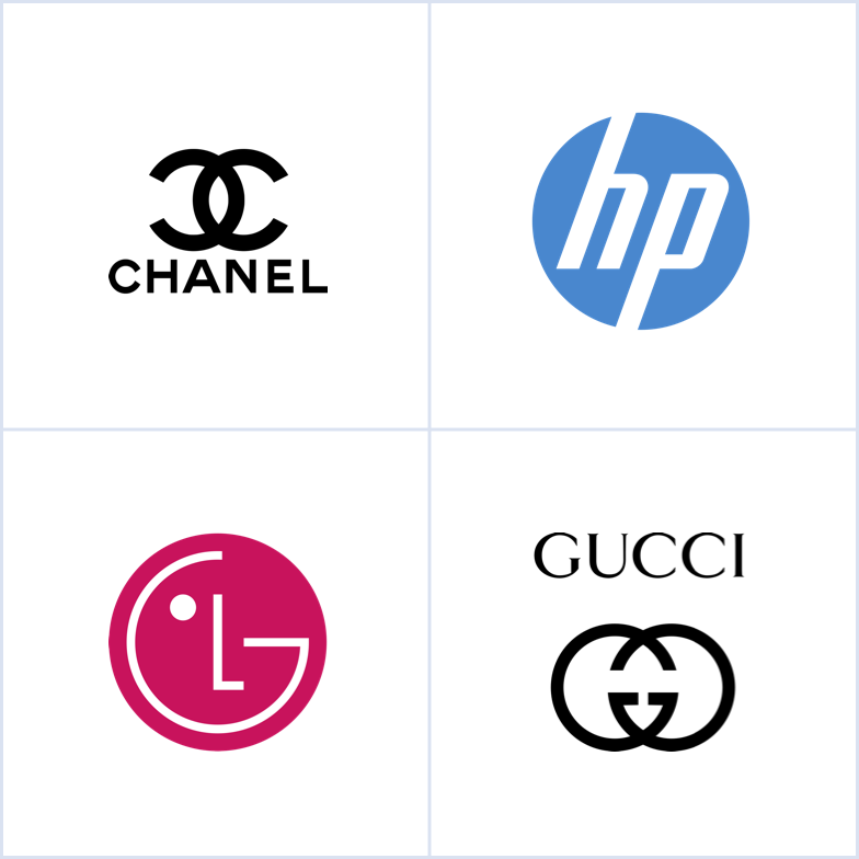 top logo trends: chanel, hp, LG, and gucci