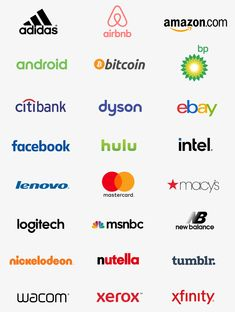 top logo trends: many logos in one picture including facebook, hulu, nutella, etc. 