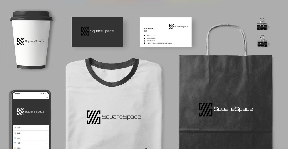 SquareSpace product mockups in different merchandise