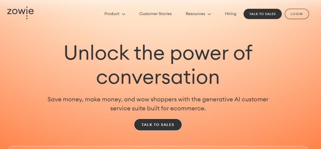 AI Ecommerce Tool called Zowie