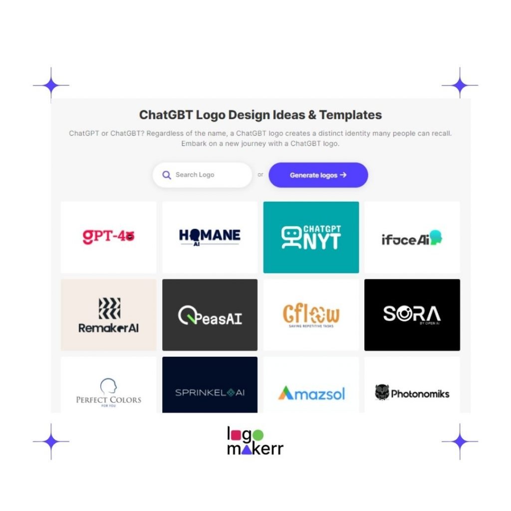 Logo Maker AI pre-designed templates for AI tools like Chat GPT