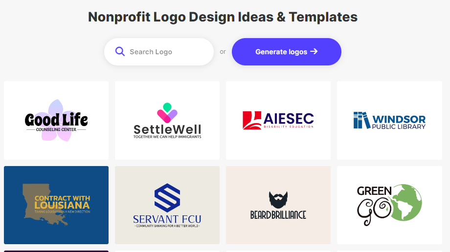 Logomakerr.ai - AI-Logo-Generator Kategorie Nonprofit