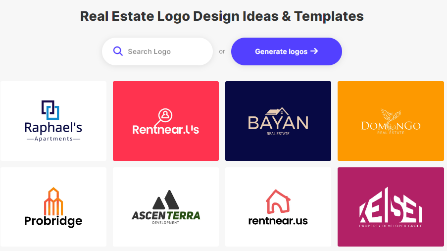 Logomakerr.ai - AI logo generator category Real Estate