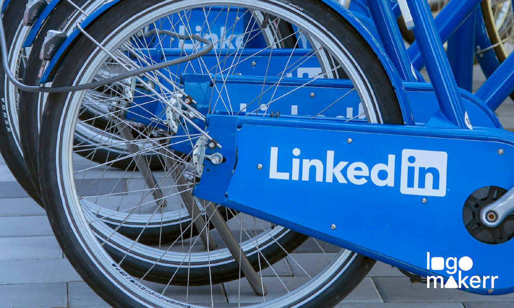 linkedin logo on a bike