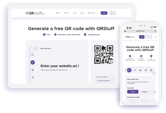 QR Stuff generator landing page