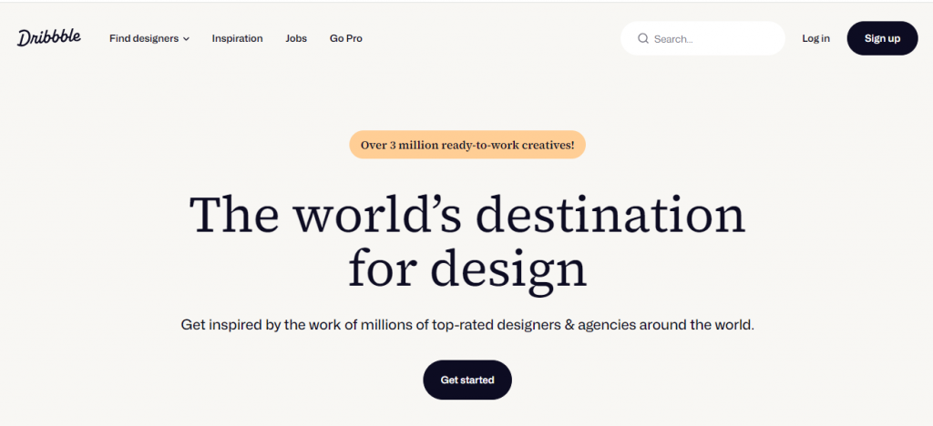 Dribbble website landing page