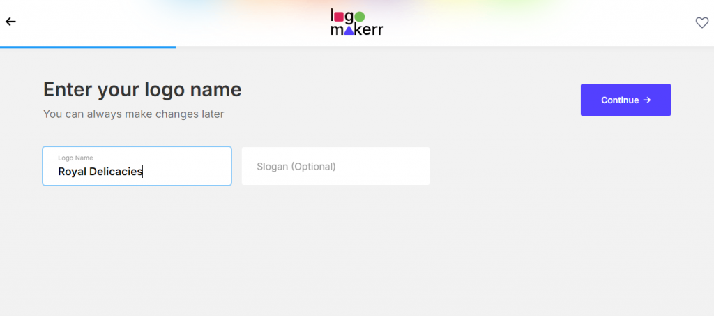 Logomakerr.ai Make page logo name