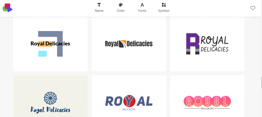 Different logo designs for brand name: Royal Delicacies