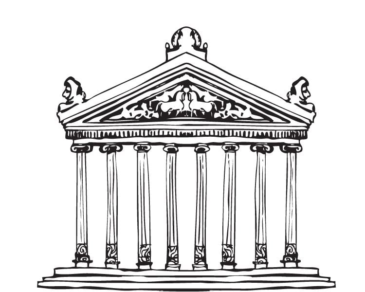 Greek columns to symbolize ancient style logo