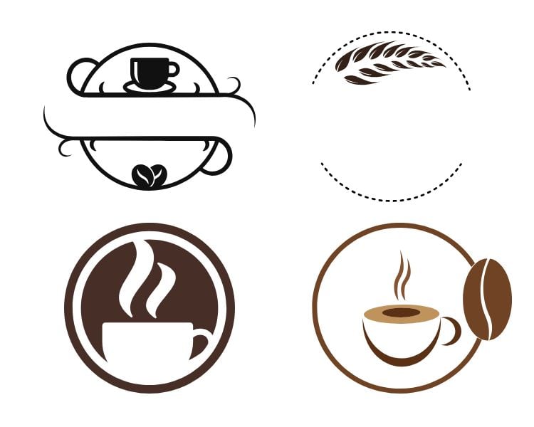 empty cafe logo with beans and cups as icons