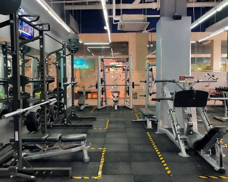 Gym with many equipment