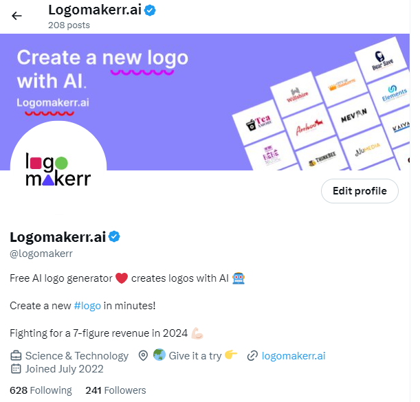 creating a logo with Logomakerr.ai twitter