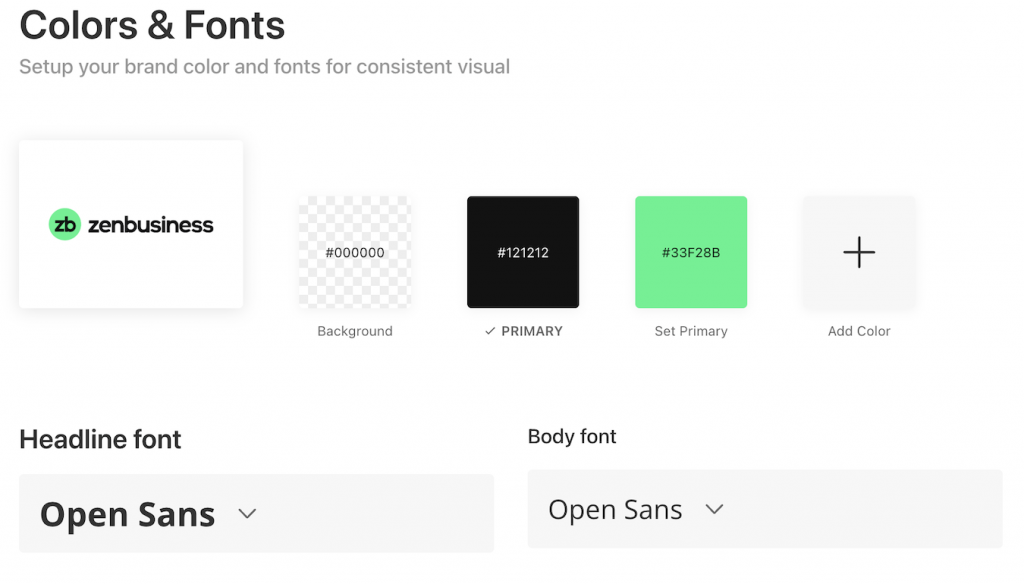 zenbusiness logo brand kit and fonts