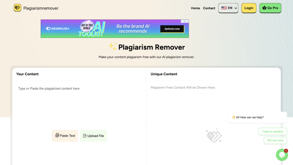 plagiarismremover.co homepage