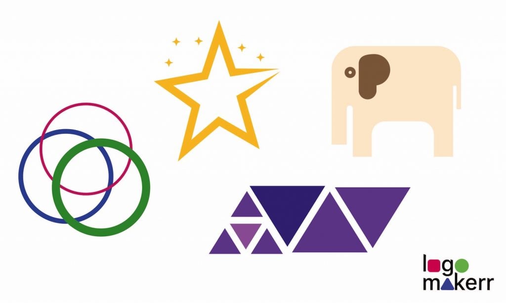 circles, star, triangles and animal symbols for logos