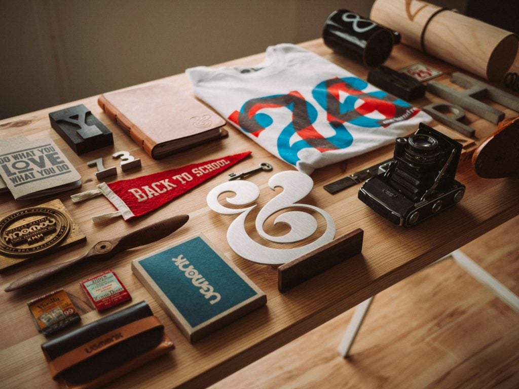 branding with all the branding kits on the table