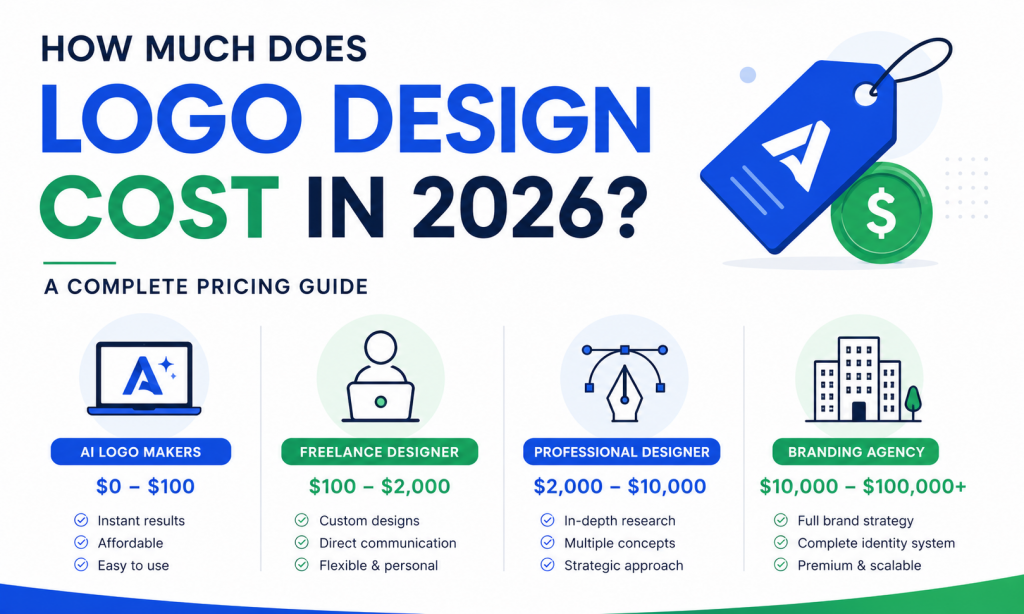 logo cost in 2026 form AI logo maker to freelancer, professional designer and agency logo design cost