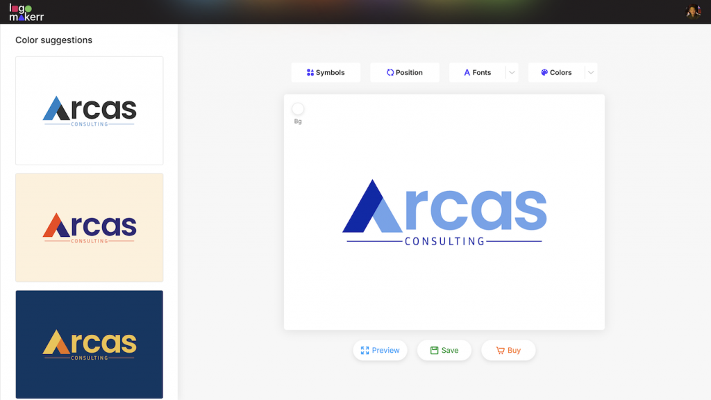 changing logo color of consulting logo on logomakerr.ai logo editor page