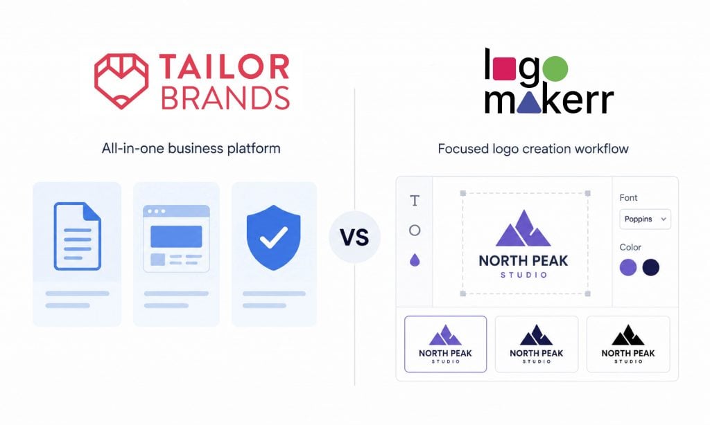 tailor brands comparison with Logomakerr.ai