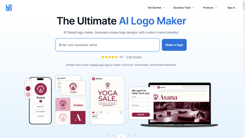 Logo dot com homepage screenshot
