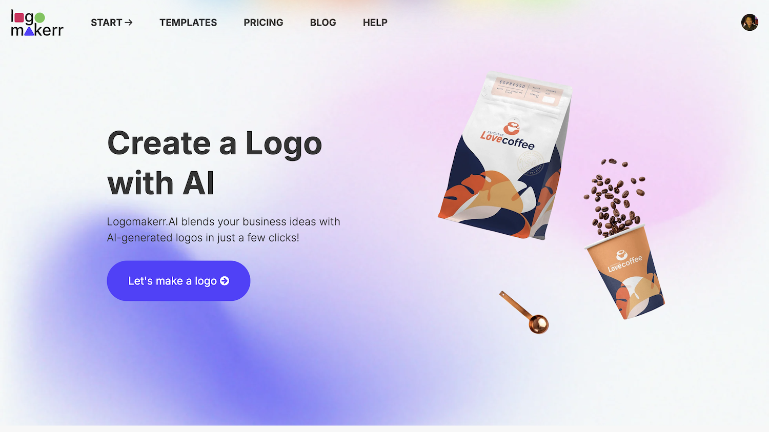 Logomakerr.ai interface used to begin an AI-led logo exploration