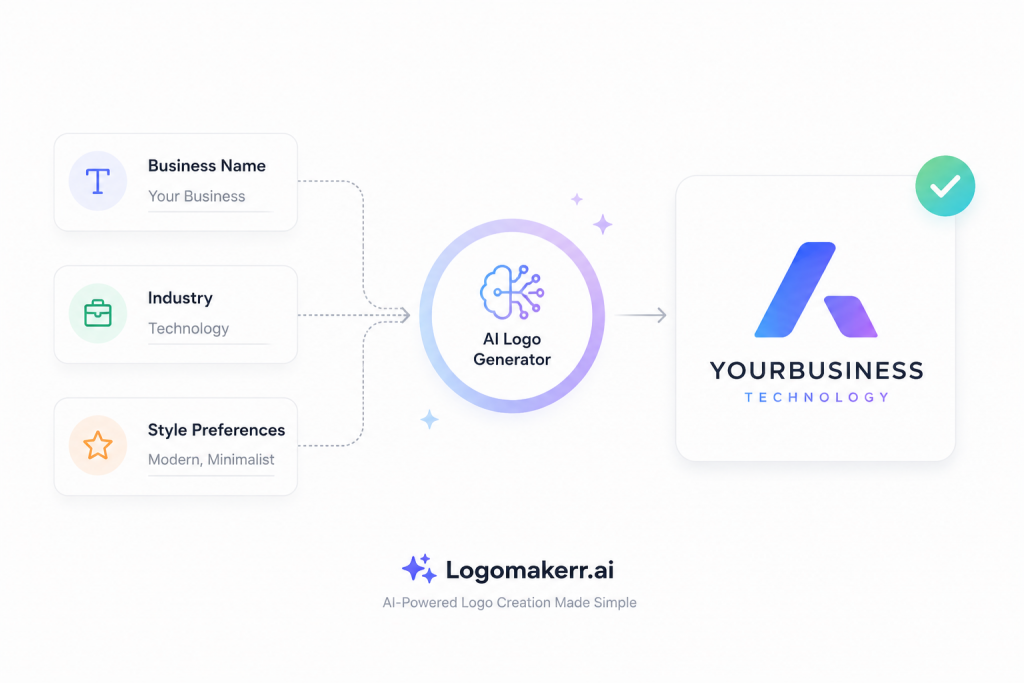 Minimalist illustration of a business owner comparing Canva Logo Maker and Logomakerr.ai to choose the best logo design platform.
