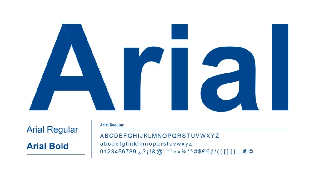 Arial font regular and bold