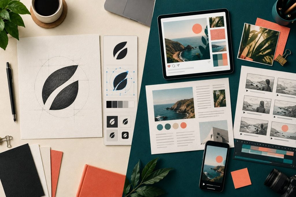 Editorial comparison between a focused AI logo workflow and a broader visual content workspace