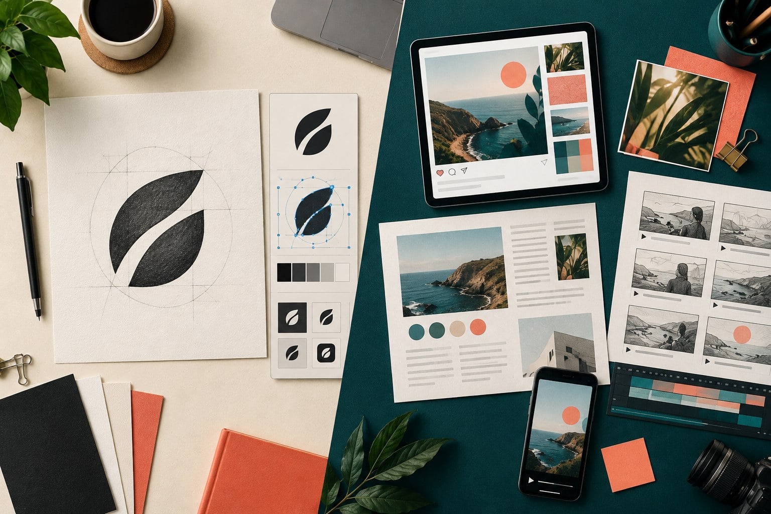 Editorial comparison between a focused AI logo workflow and a broader visual content workspace
